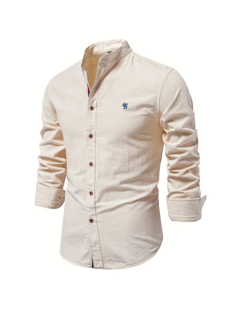 Mens Long-Sleeve Button-Down Shirt Cotton Regular Fit