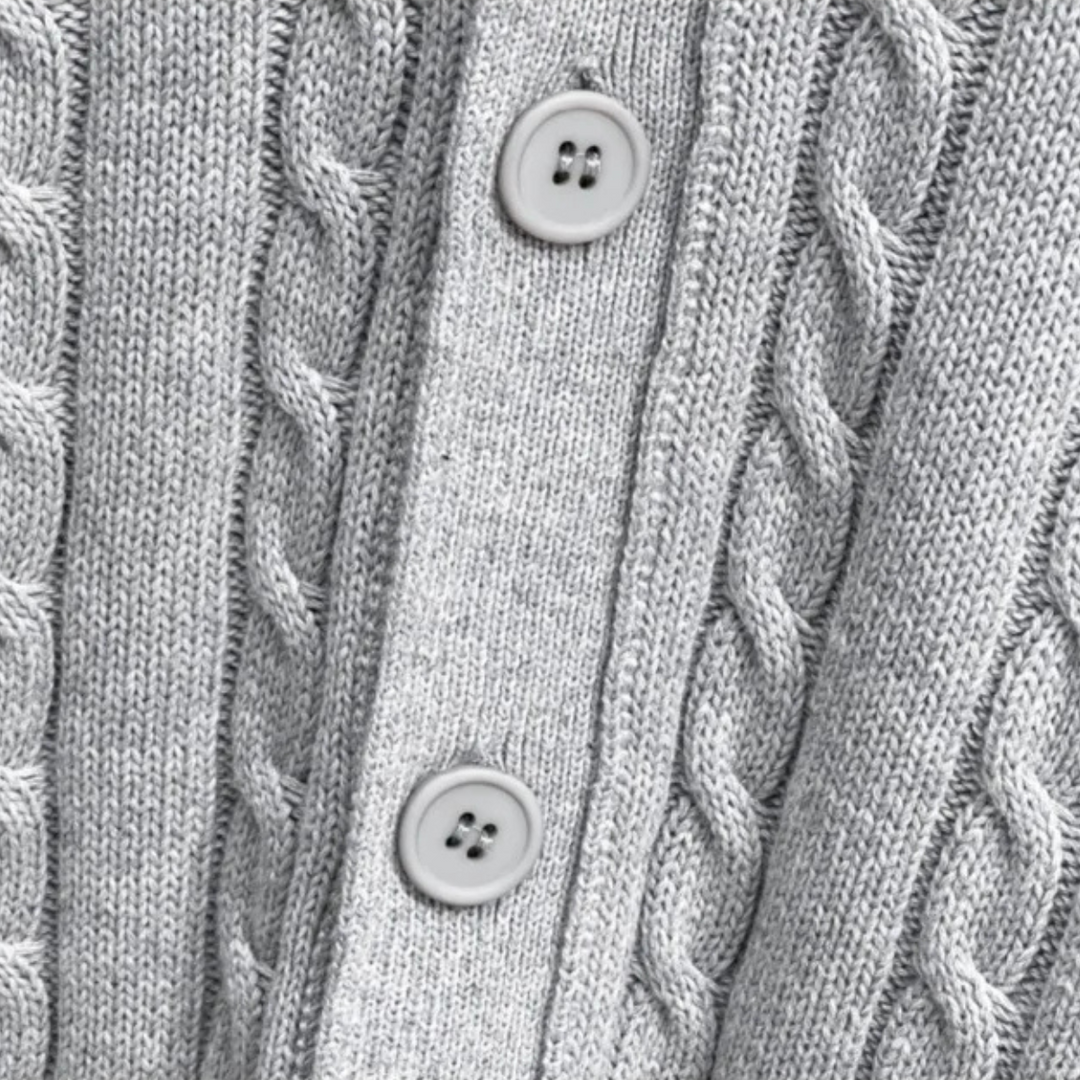 Mens Cable Knit Cardigan Button-Up Classic Fit