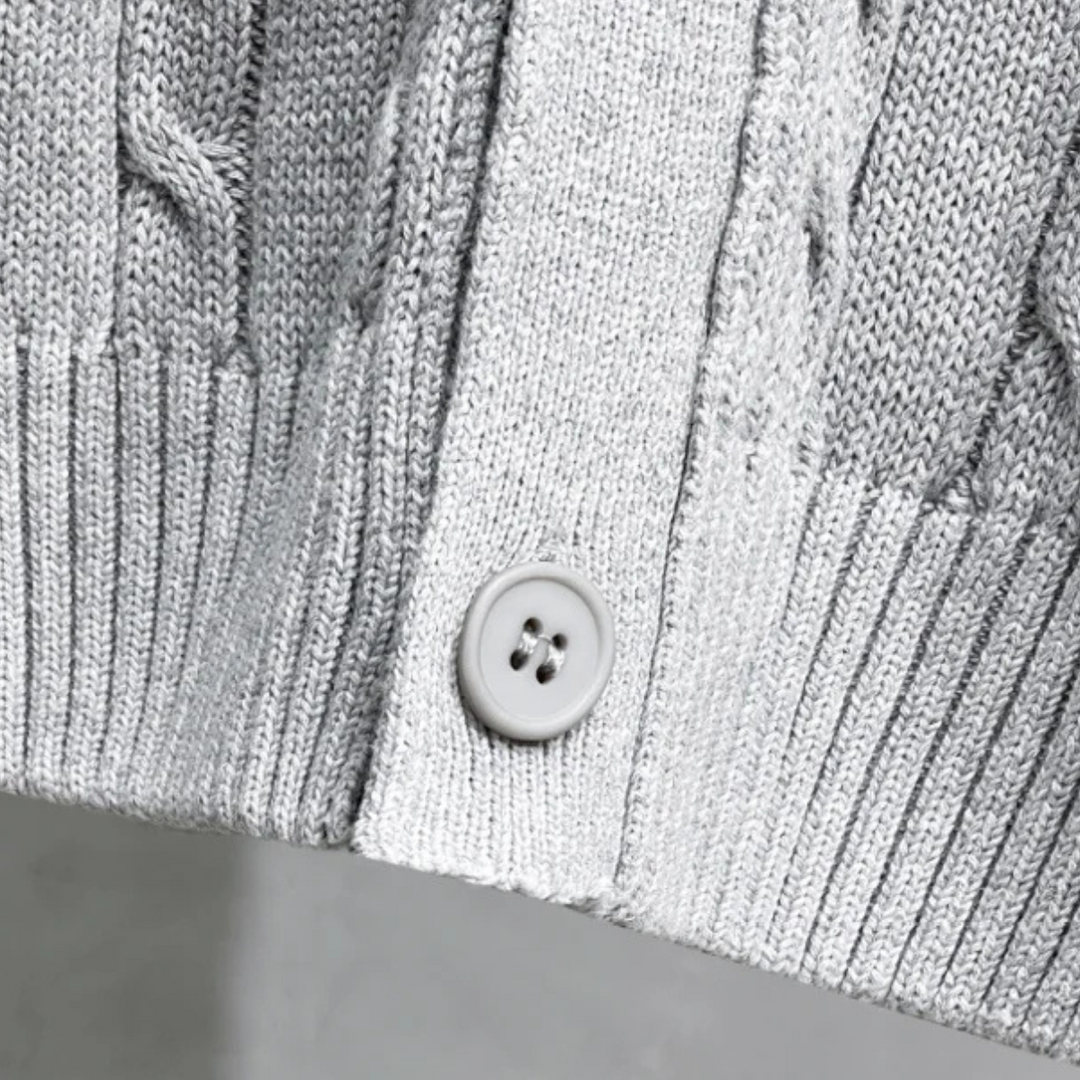 Mens Cable Knit Cardigan Button-Up Classic Fit