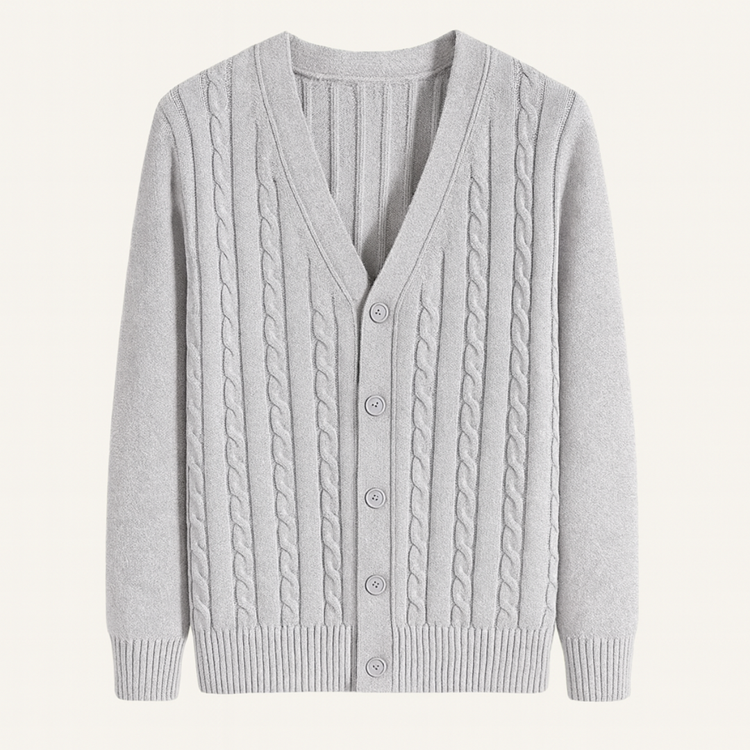 Mens Cable Knit Cardigan Button-Up Classic Fit - BritishMode