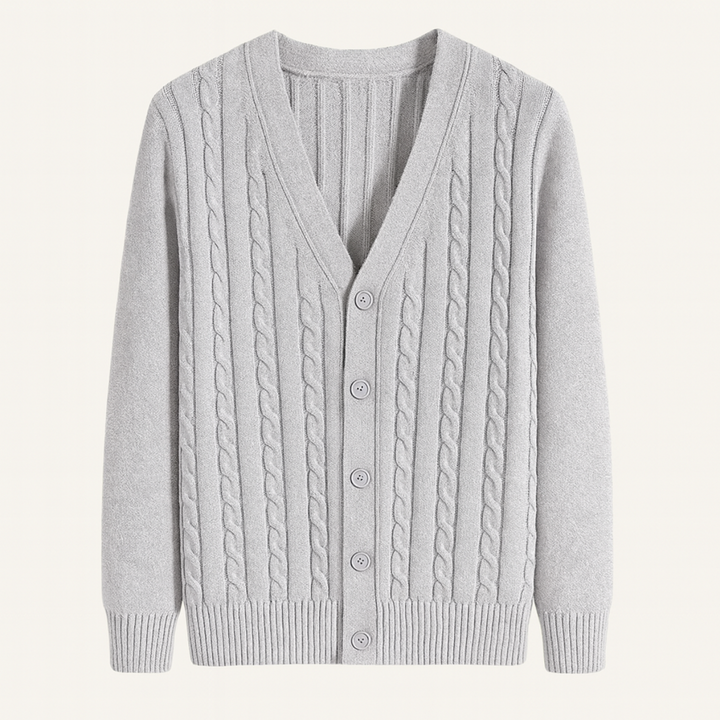 Mens Cable Knit Cardigan Button-Up Classic Fit - BritishMode