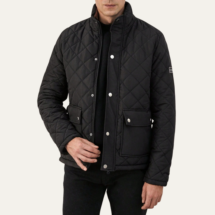 Mens Quilted Barn Jacket Diamond Stitch Pattern - BritishMode