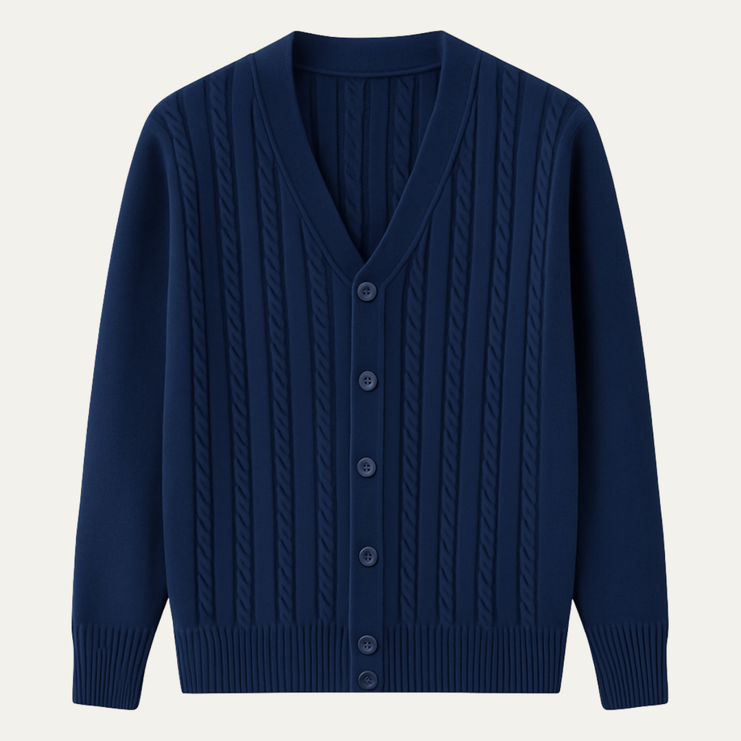 Mens Cable Knit Cardigan Button-Up Classic Fit