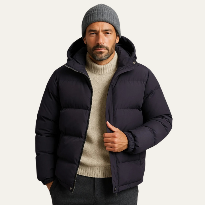 Mens Hooded Puffer Jacket Waterproof Down Insulated Winter Coat