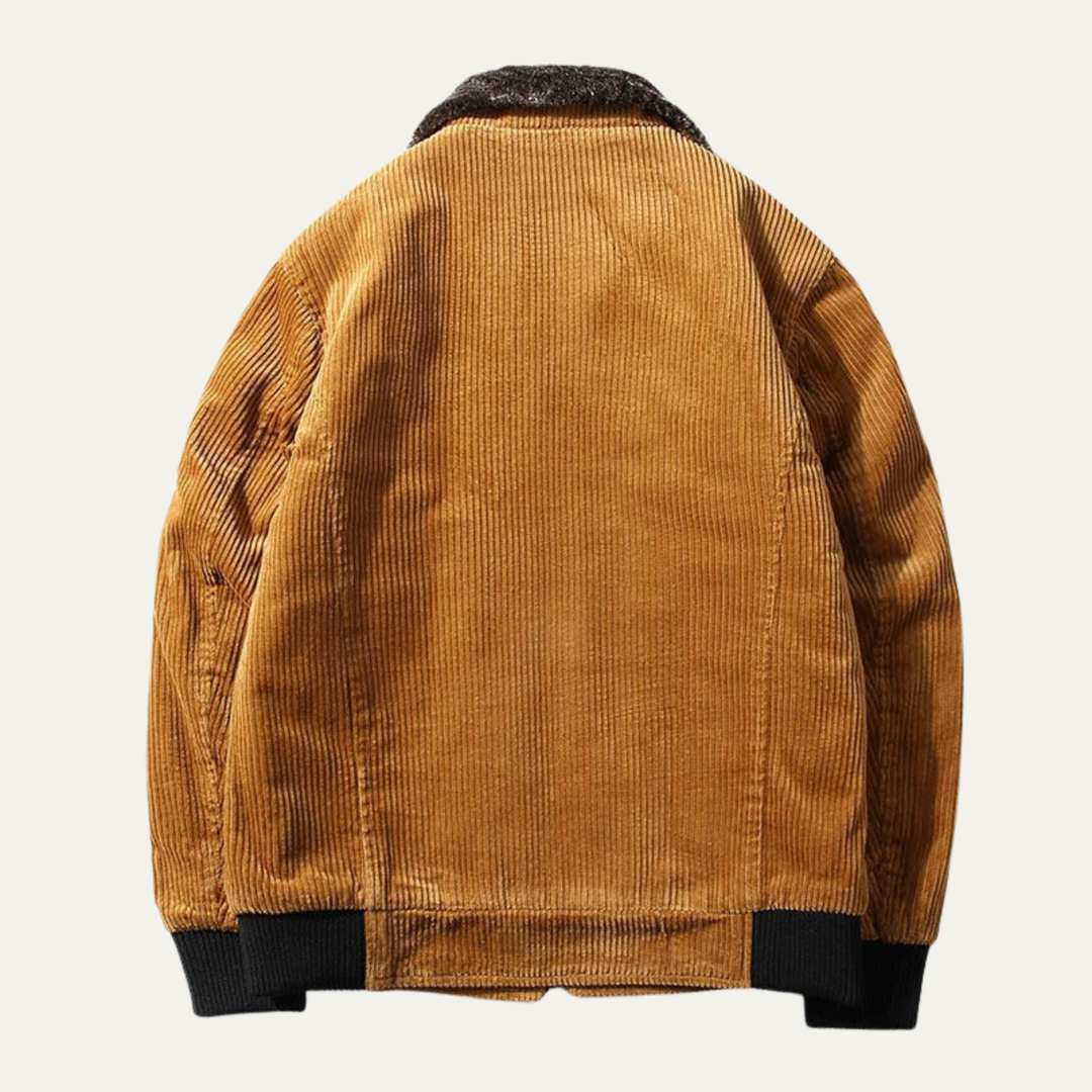 Mens Corduroy Thermal Jacket with Fur Collar