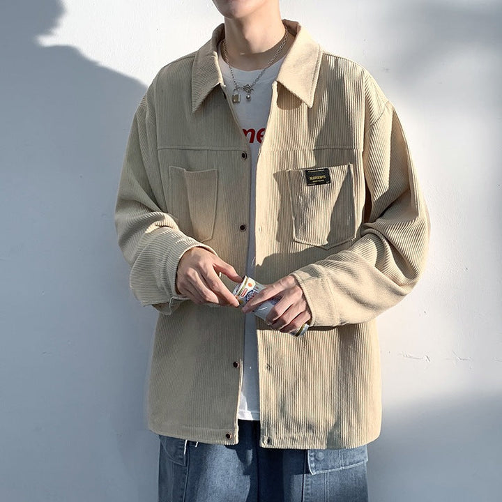 Mens Corduroy Long Sleeve Shirt Relaxed Fit