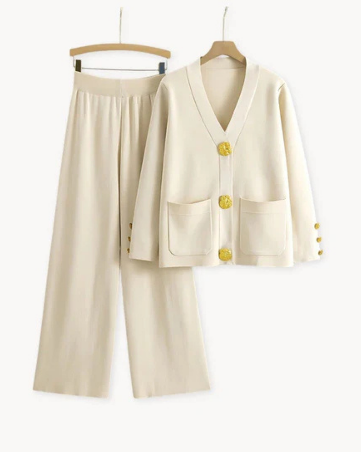 Womens Long Sleeve Top and Flared Leg Pants Set - BritishMode