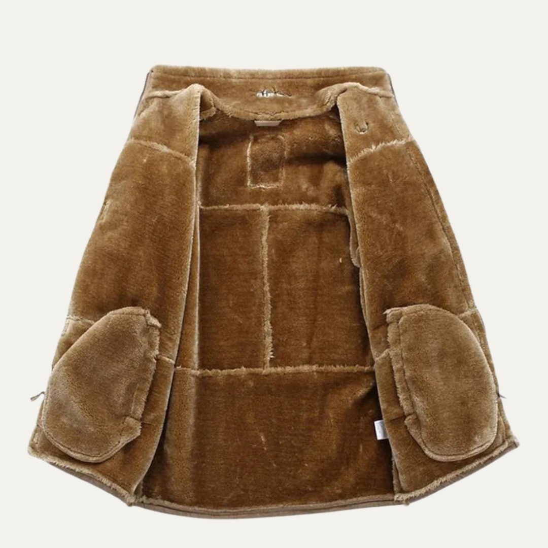Mens Suede Leather Jacket with Shearling Lining Warm Fit