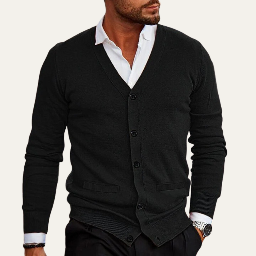 Mens Knit Cardigan with Buttons Elegant Fit
