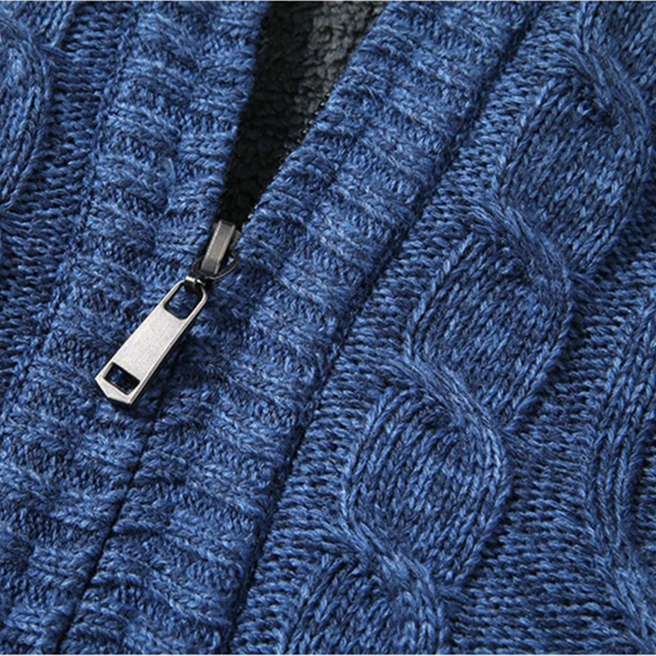 Mens Wool Knit Cardigan Thick Warm Fleece