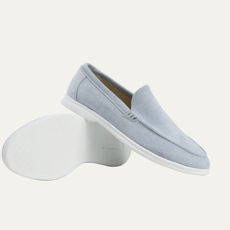 Mens Suede Platform Loafers Slip-On Modern Style