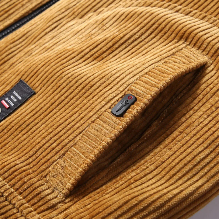 Mens Corduroy Thermal Jacket with Fur Collar