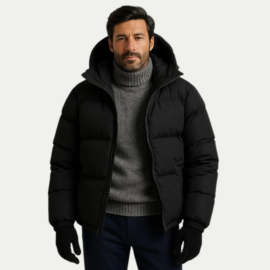 Mens Hooded Puffer Jacket Waterproof Down Insulated Winter Coat
