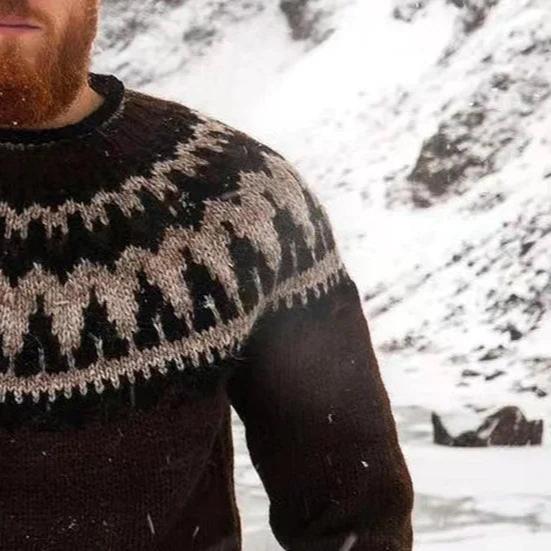 Mens Long-Sleeve Sweater with Round Neckline