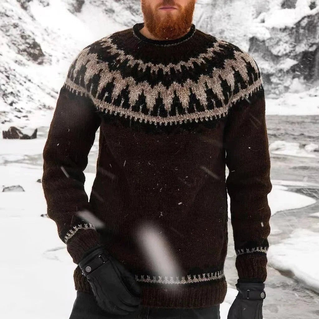 Mens Long-Sleeve Sweater with Round Neckline - BritishMode
