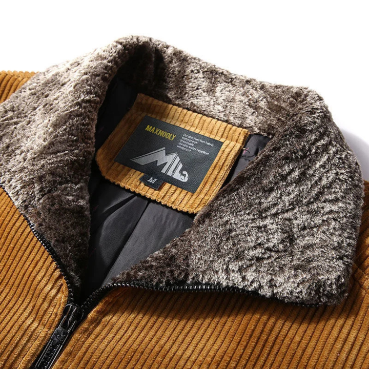 Mens Corduroy Thermal Jacket with Fur Collar