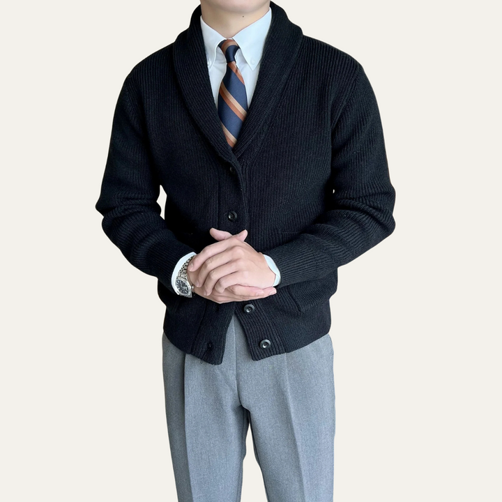 Mens Knit Cardigan Soft Button-Up Winter Style