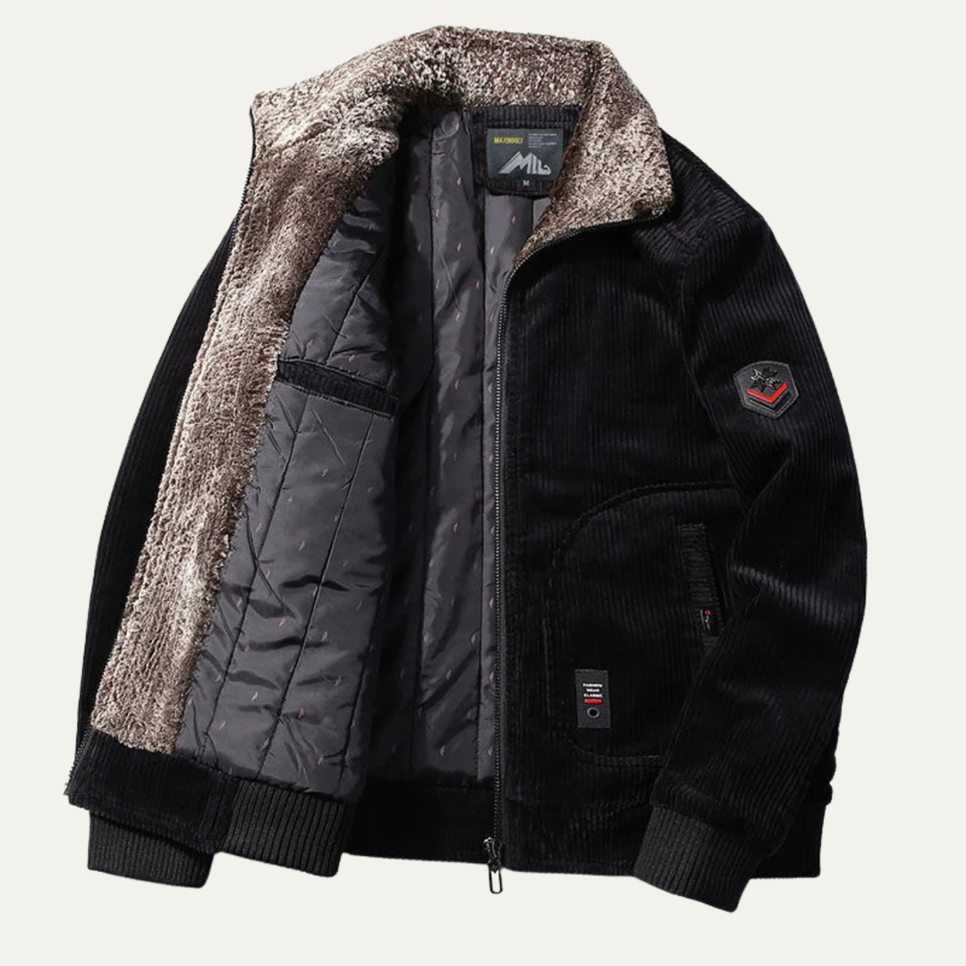 Mens Corduroy Thermal Jacket with Fur Collar
