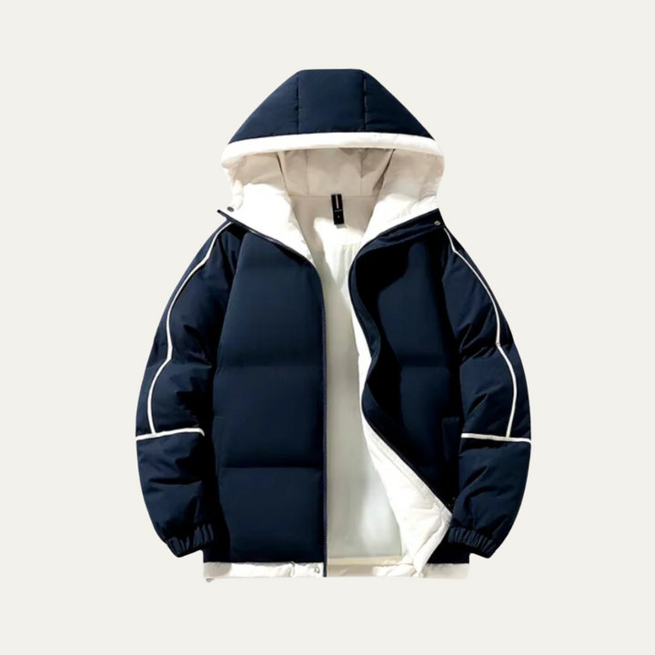 Mens Reversible Puffer Jacket Hooded Wide Baffle