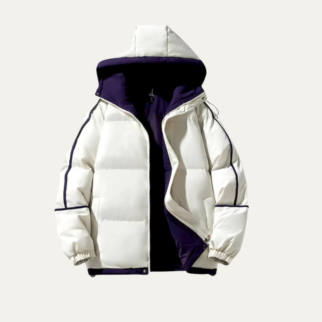 Mens Reversible Puffer Jacket Hooded Wide Baffle