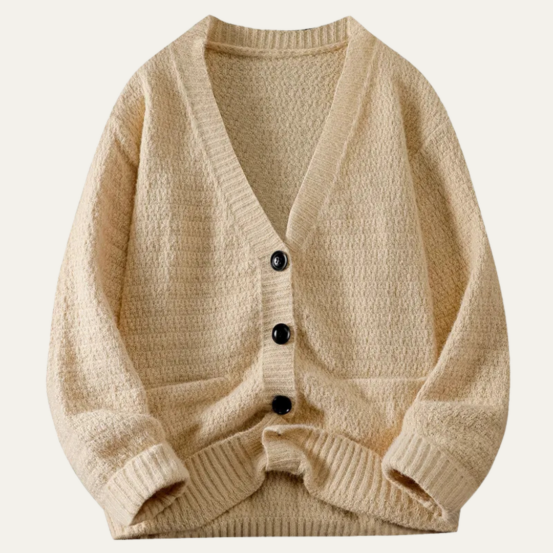 Mens Cardigan Textured Knit Relaxed Fit