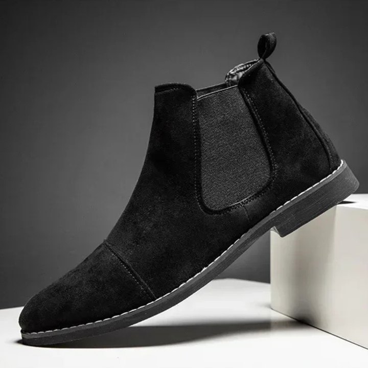 Mens Chelsea Boots Suede Slip-On Elastic Side Panels