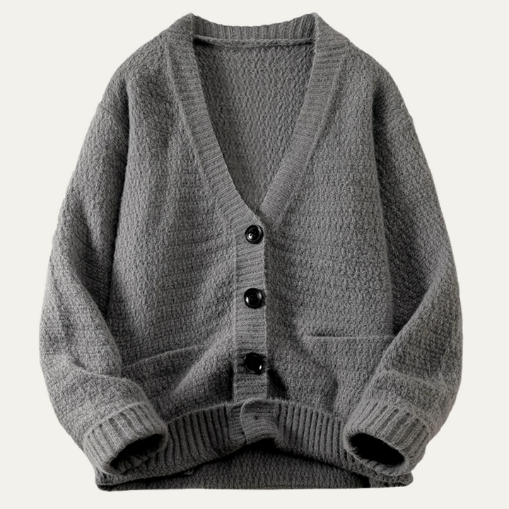 Mens Cardigan Textured Knit Relaxed Fit