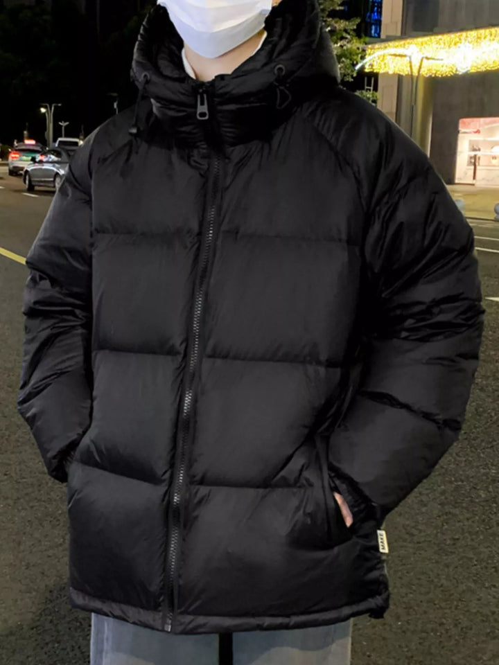 Mens Insulated Puffer Coat Hooded Relaxed Fit Large - BritishMode