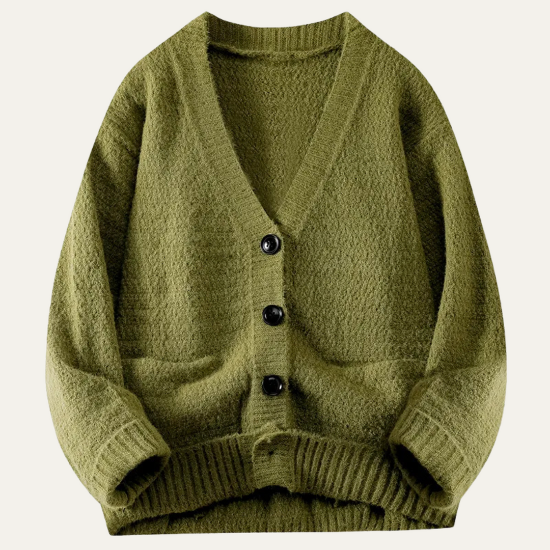 Mens Cardigan Textured Knit Relaxed Fit
