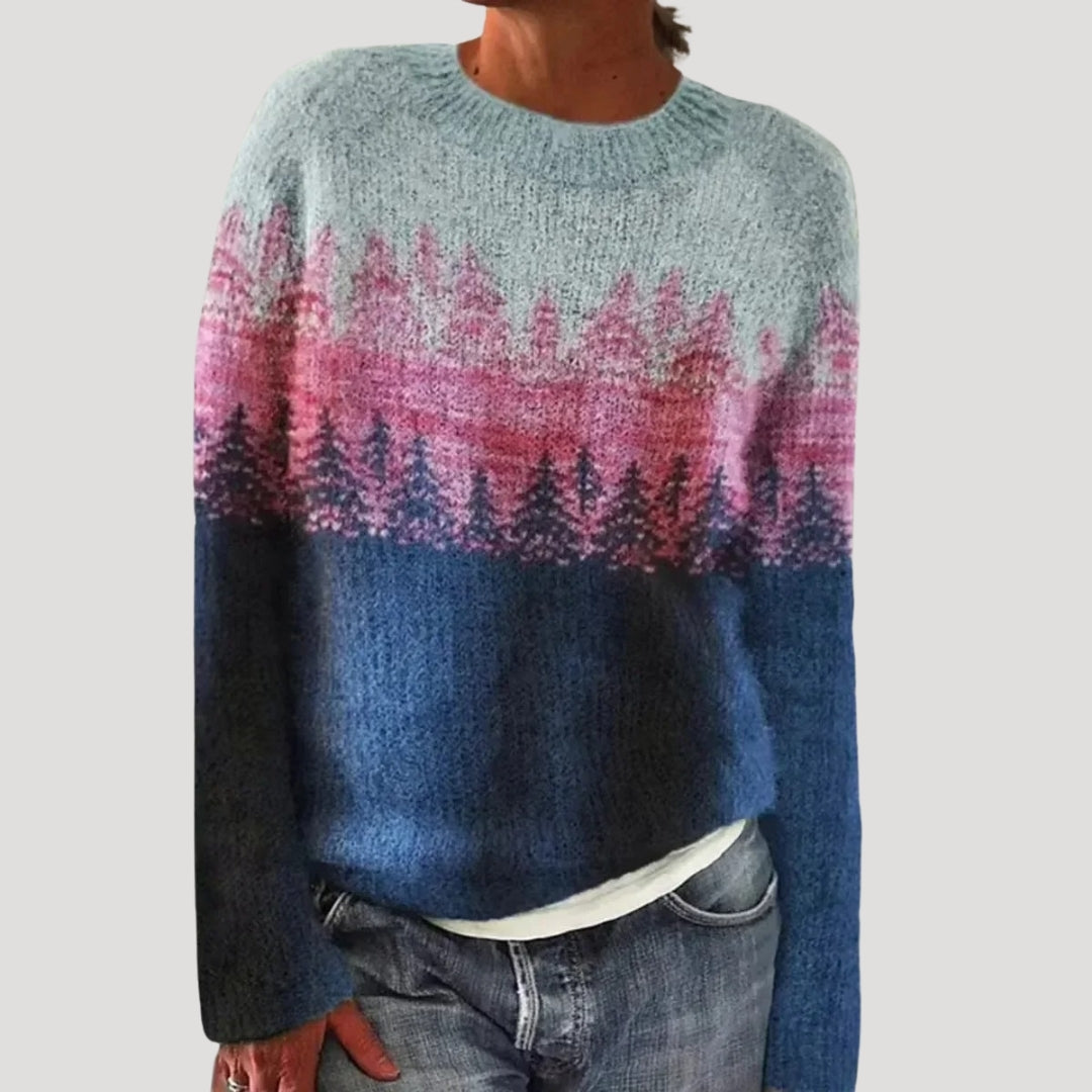 Womens Crew Neck Wool Blend Sweater Warm Fit