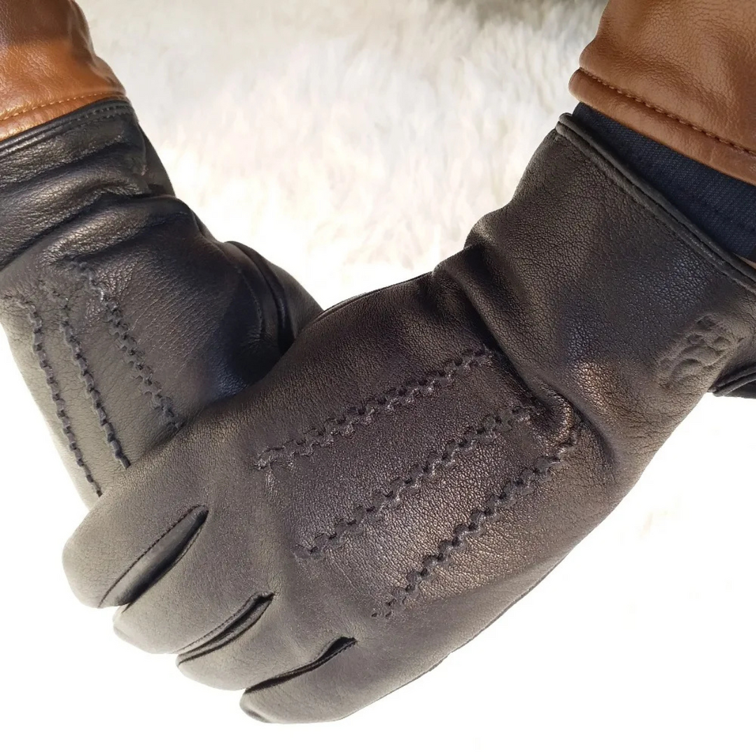 Mens Leather Winter Gloves Warm Fit