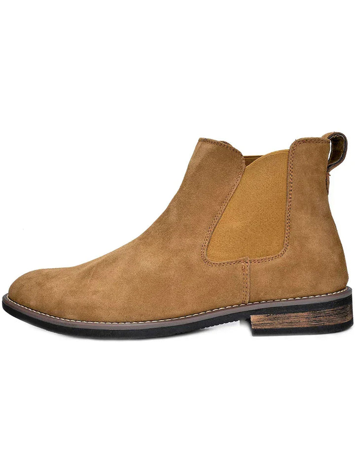 Mens Chelsea Boots Leather Rugged Thick Sole