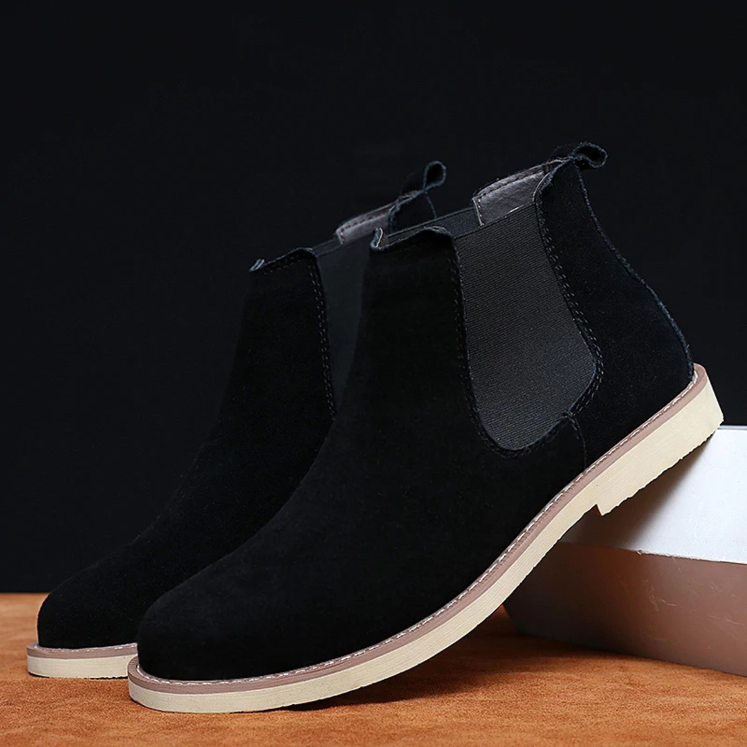 Mens Chelsea Boots Leather Suede Fur Lining - BritishMode