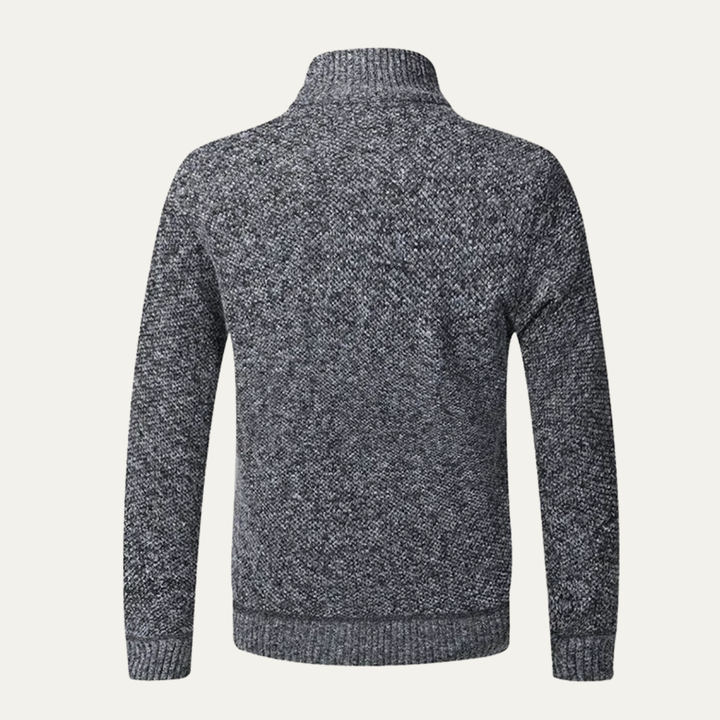 Mens Cotton Zip-Up Knitted Cardigan with Inner Lining
