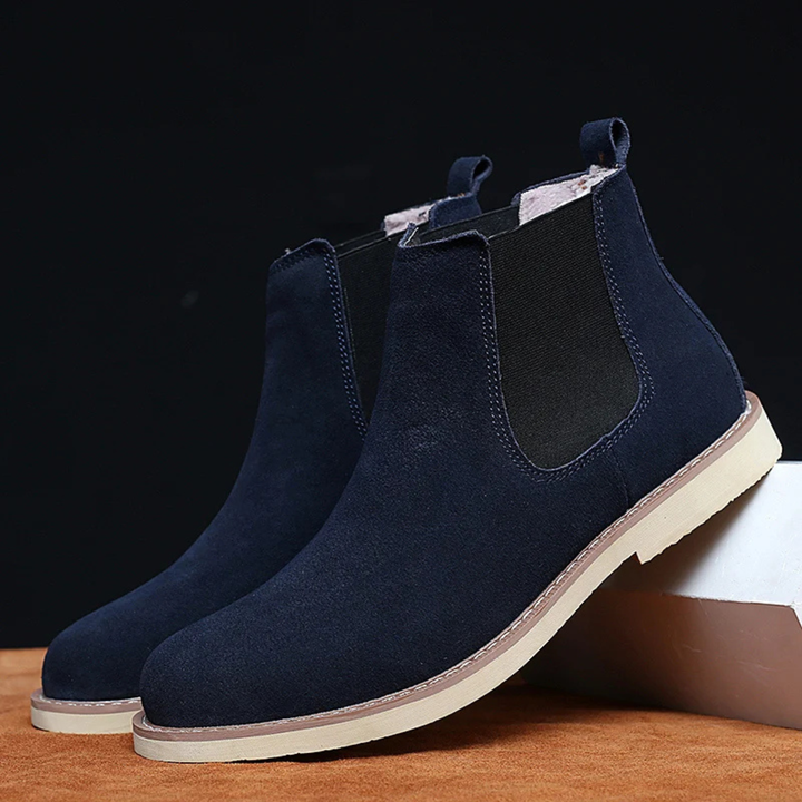 Mens Chelsea Boots Leather Suede Fur Lining