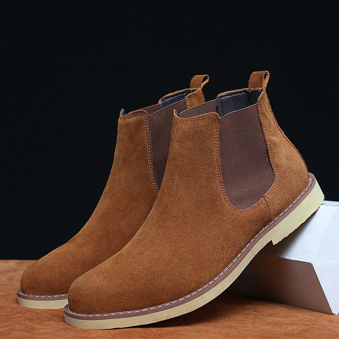 Mens Chelsea Boots Leather Suede Fur Lining