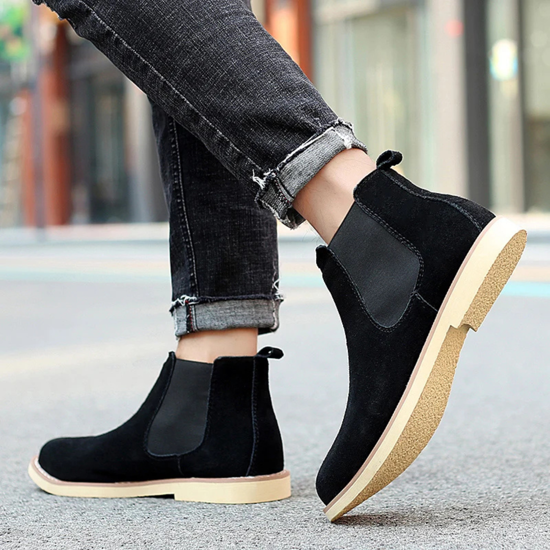 Mens Chelsea Boots Leather Suede Fur Lining