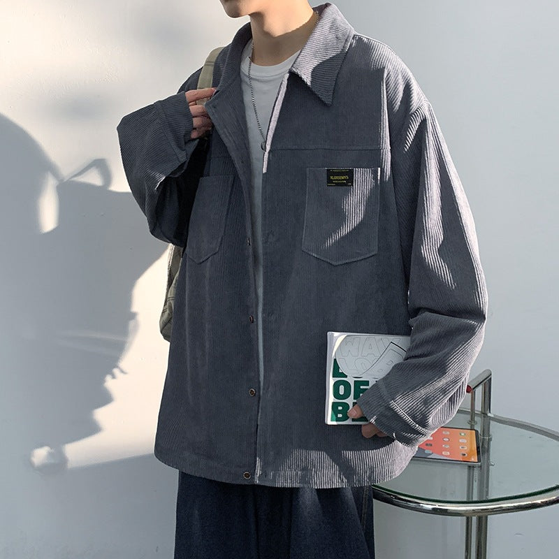 Mens Corduroy Long Sleeve Shirt Relaxed Fit