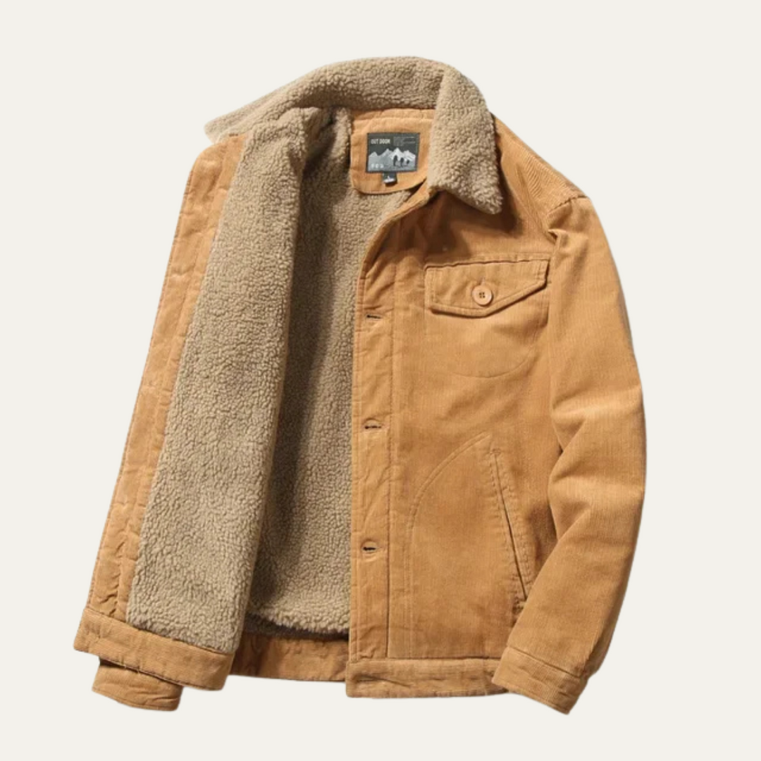 Mens Corduroy Jacket Sherpa Lined Relaxed Fit - BritishMode