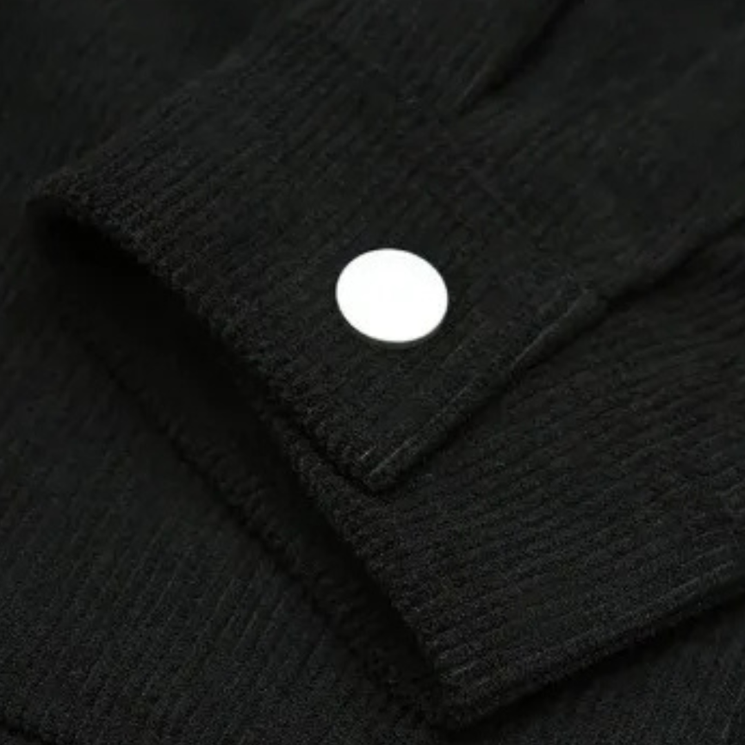Mens Corduroy Button-Up Coat with Lapel Collar