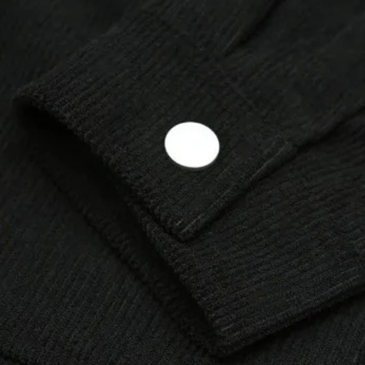Mens Corduroy Button-Up Coat with Lapel Collar