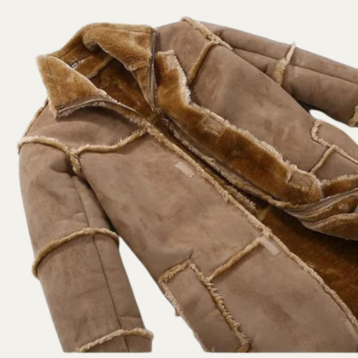 Mens Suede Leather Jacket with Shearling Lining Warm Fit