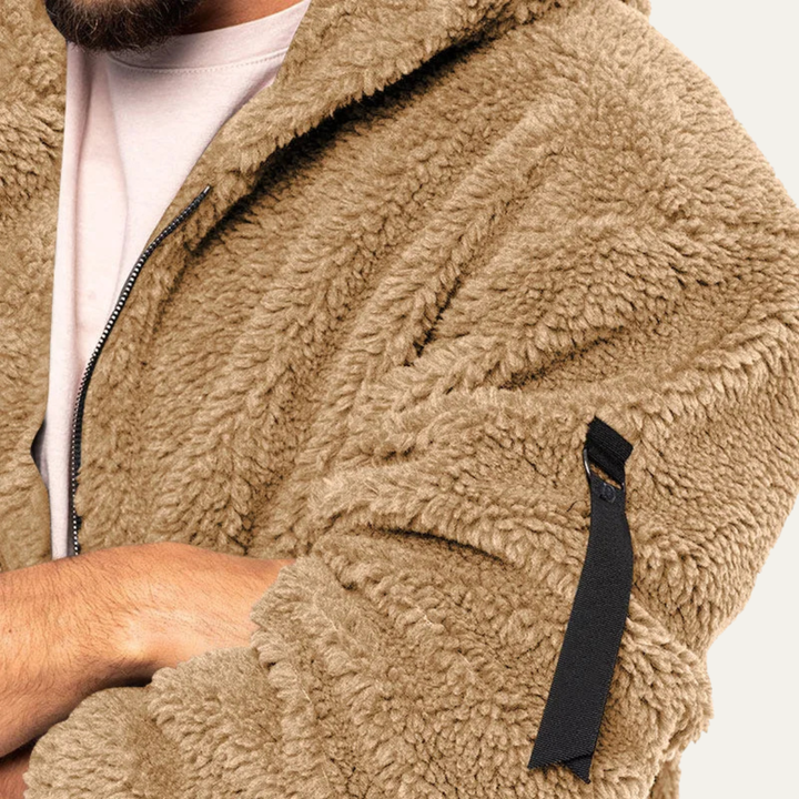 Mens Jacket Soft Plush Double-Sided Fleece Warm Fit