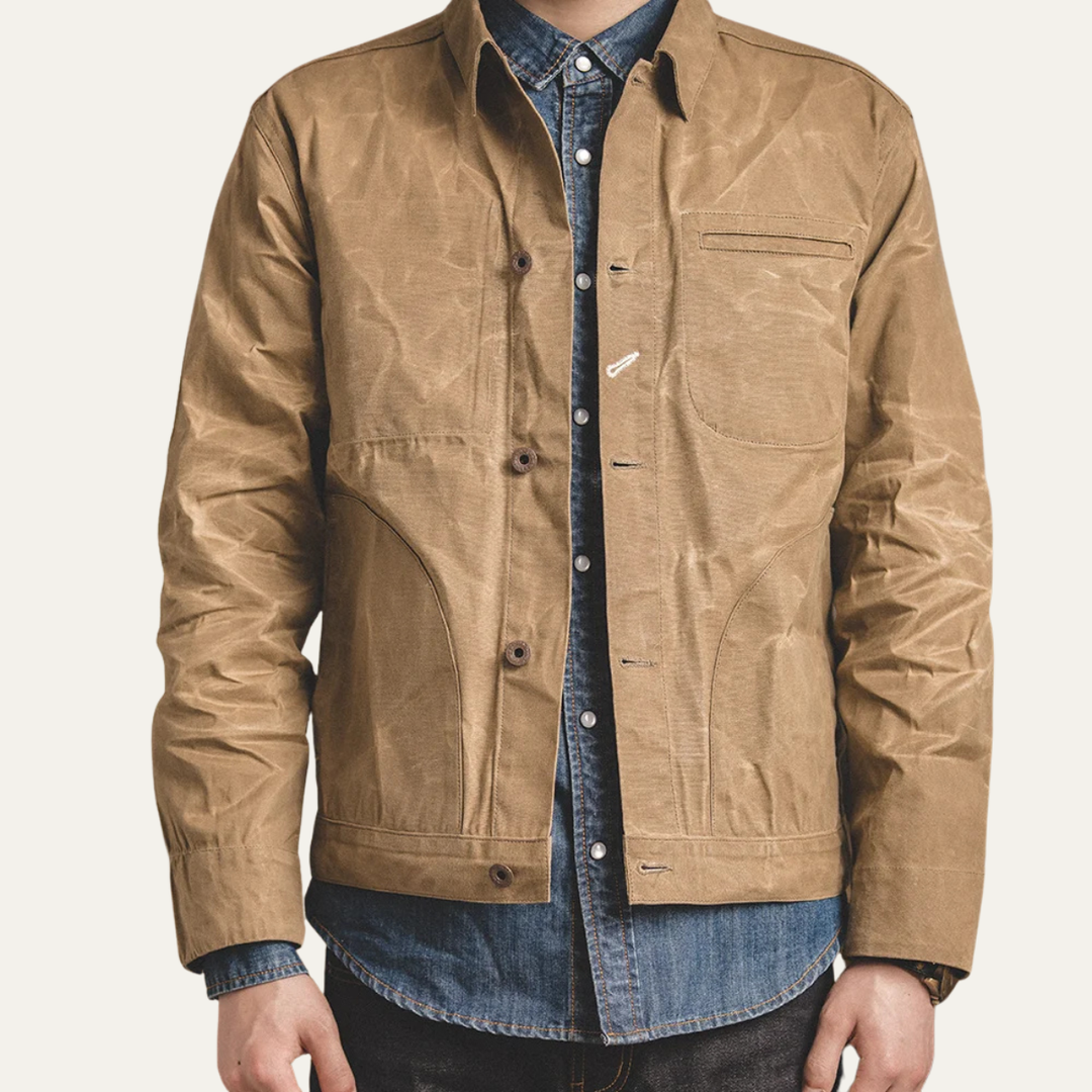 Mens Vintage Canvas Windproof Jacket Classic Fit