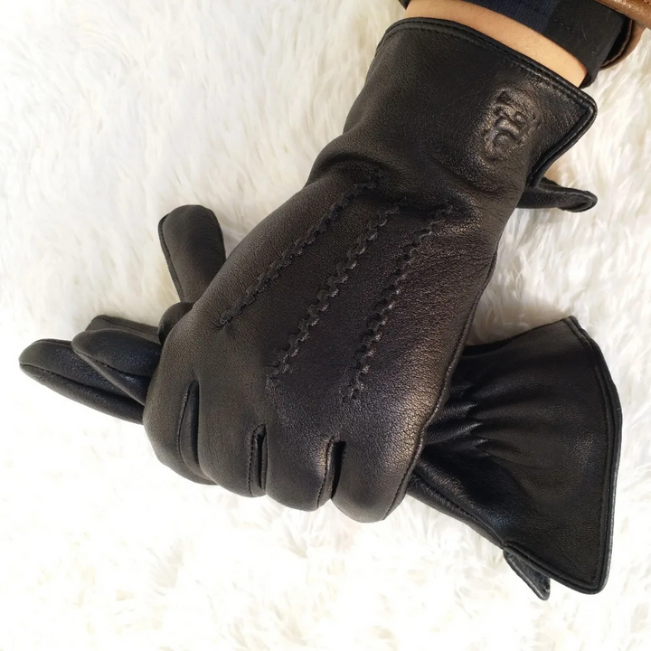 Mens Leather Winter Gloves Warm Fit