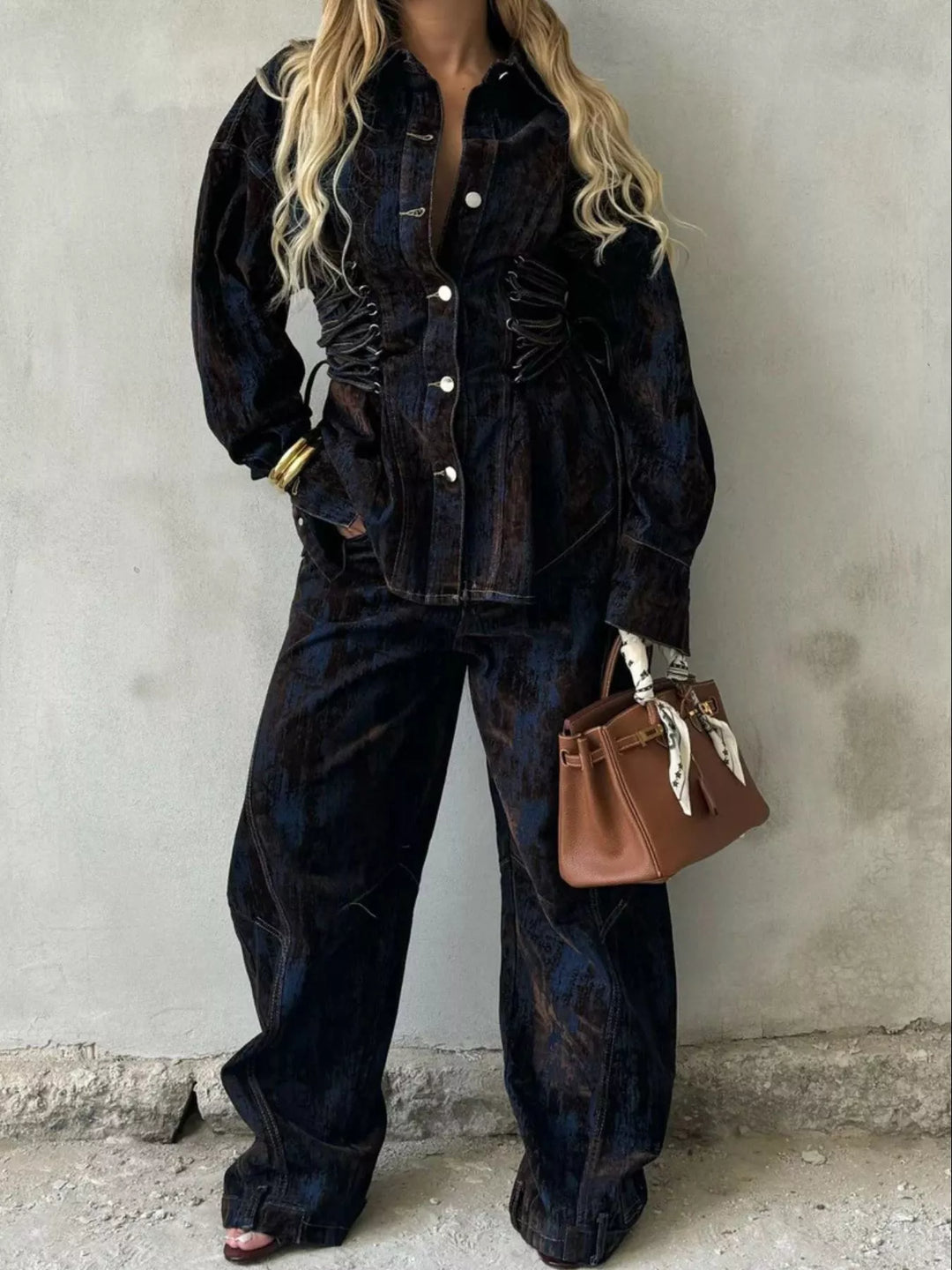 Mens Denim Jacket and Jeans Distressed Fit