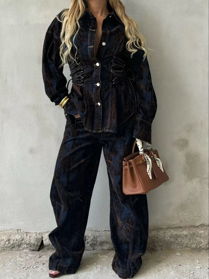 Mens Denim Jacket and Jeans Distressed Fit