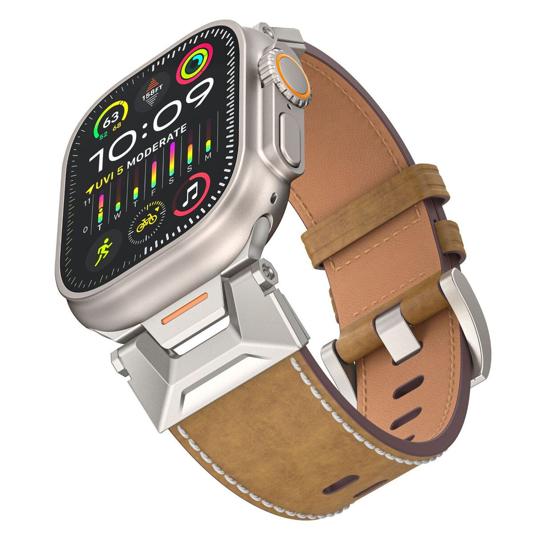 Unisex Apple Watch Strap Rubber Leather Hybrid Adjustable