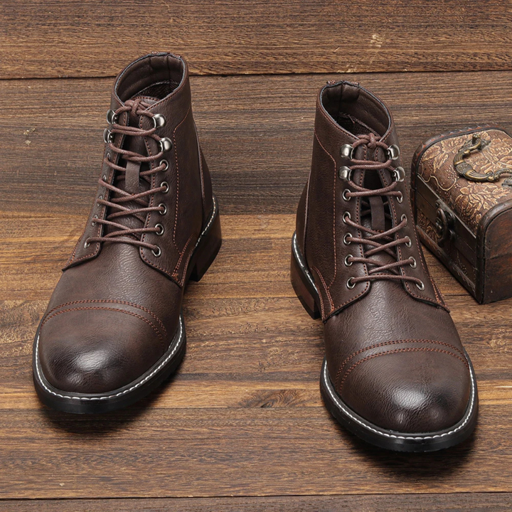 Mens Leather Lace-Up Ankle Boots Durable Design - BritishMode