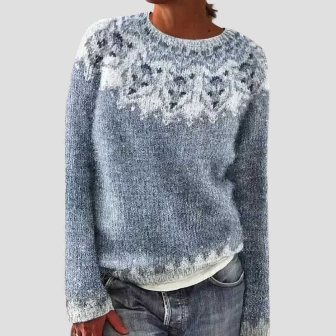 Womens Crew Neck Wool Blend Sweater Warm Fit